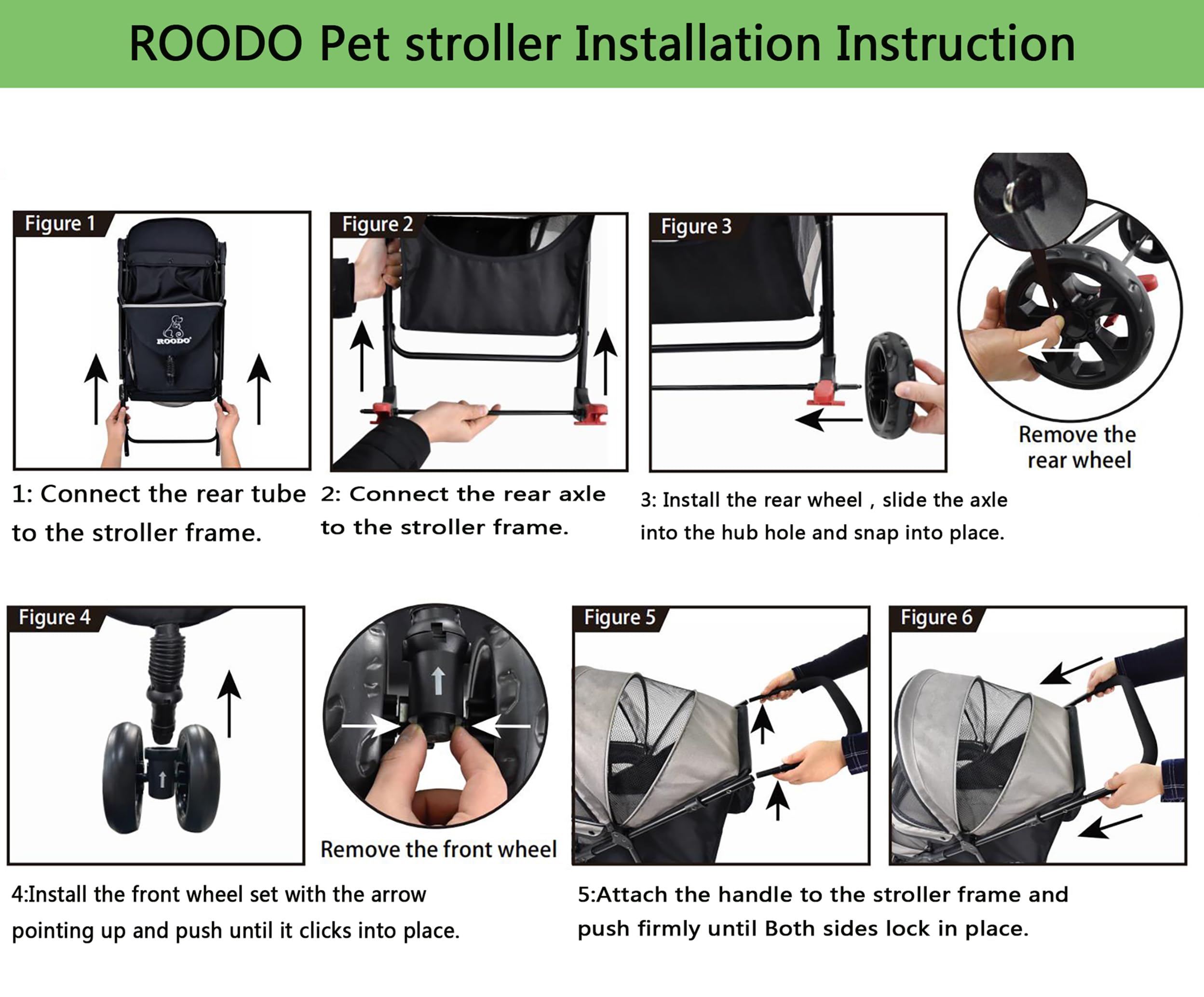 ROODO 3 Wheel Dog Pet Cat Stroller Best Lightweight Foldable Compact Portable Jogger All Terrain Travel Pet Gear Puppy Kitty Stroller for up to 30lbs Medium Small Dogs and Cats(Light Khaki)