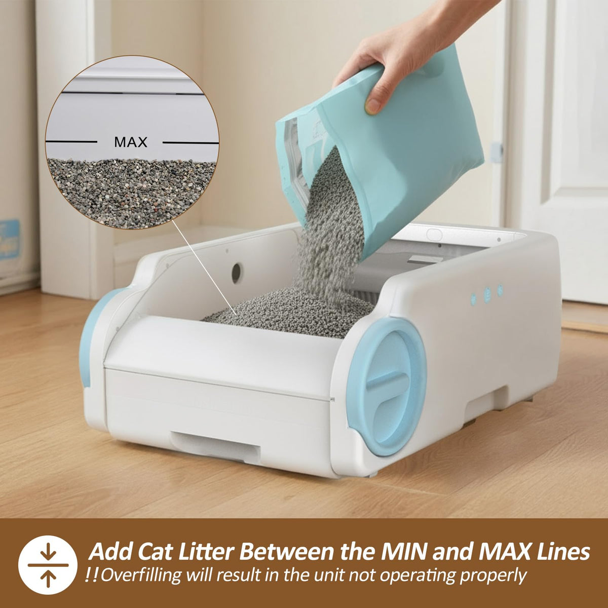 Self Cleaning Cat Litter Box, Open-Top Automatic Litter Box for Multiple Cats with App Control, Safety Sensors Protection, Odor Control Includes 2 Roll Waste Bin Liners and 1 Litter Mat, White