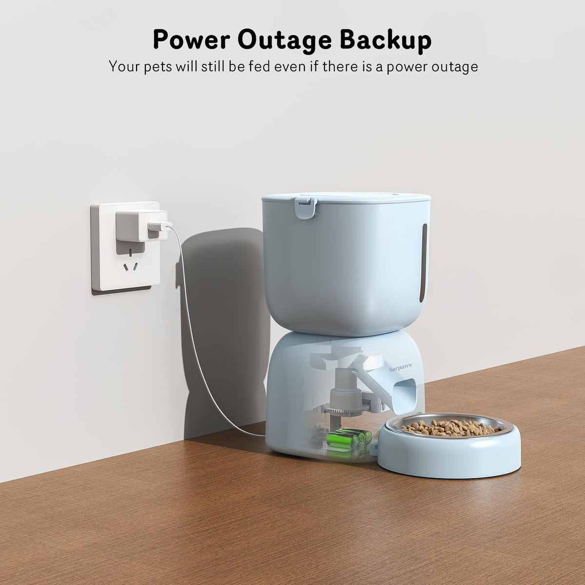 Automatic Cat Feeder and Water Dispenser FW1, Wire or Battery Cat Food Dispenser Timer Pet Feeder - Locking Lid, Desiccant Bag, Programmable Portion Control, 4 Daily Meals, 10s Voice Recorder