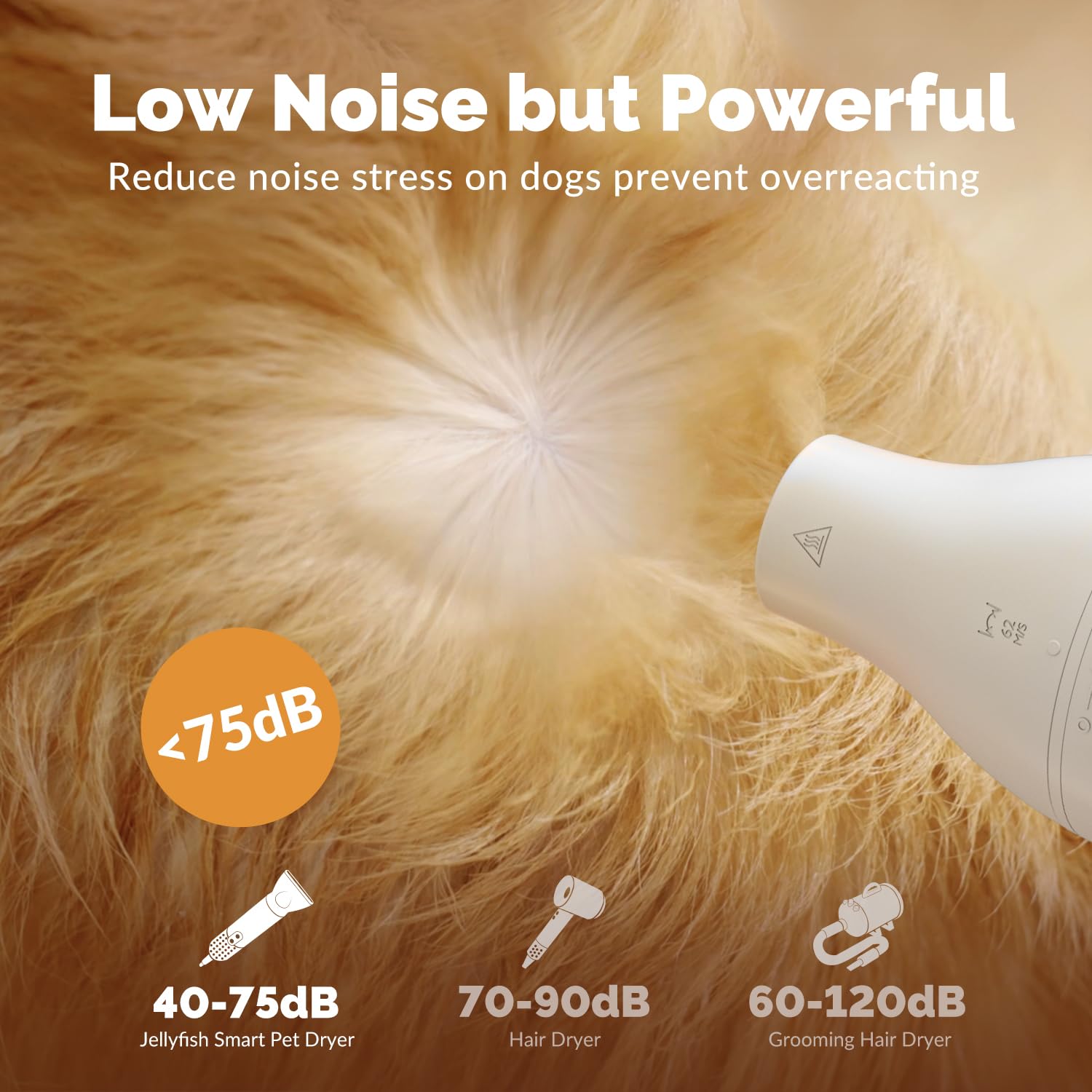 2 in 1 Grooming Kit for Pet-Dog Hair Dryer &amp; Professional Grooming Brush for Frizzy Dog Hair Styling-1.21lb Lightweight Handhold Portable High Velocity Force Blower+4 Replacement Nozzle at Home Travel