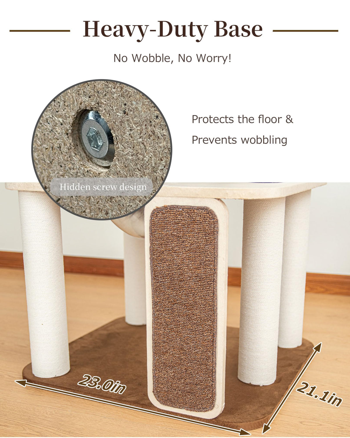 Cat Tree Tower Wooden 37.4''(95 cm), Large Cat Tree with Jump Platform &amp; Play Ball for Indoor Cats, Ideal Cat's Climbing Frame &amp; Playhouse (Linen Fabric Light Grey)