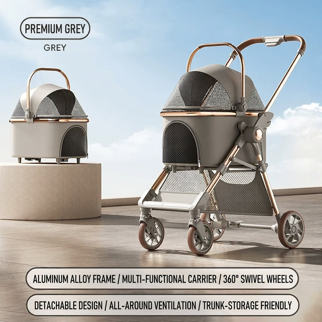 Luxury Pet Stroller – 3-in-1 Fashion Pet Carrier