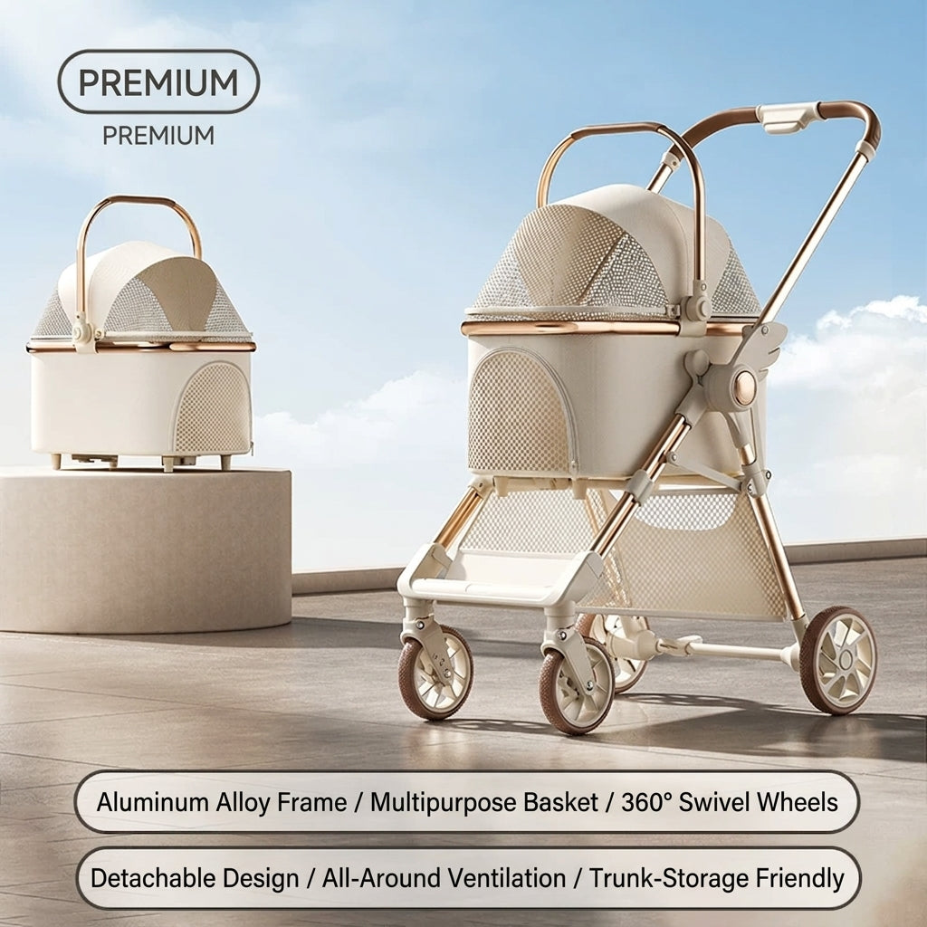 Luxury Pet Stroller – 3-in-1 Fashion Pet Carrier