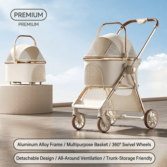 Luxury Pet Stroller – 3-in-1 Fashion Pet Carrier