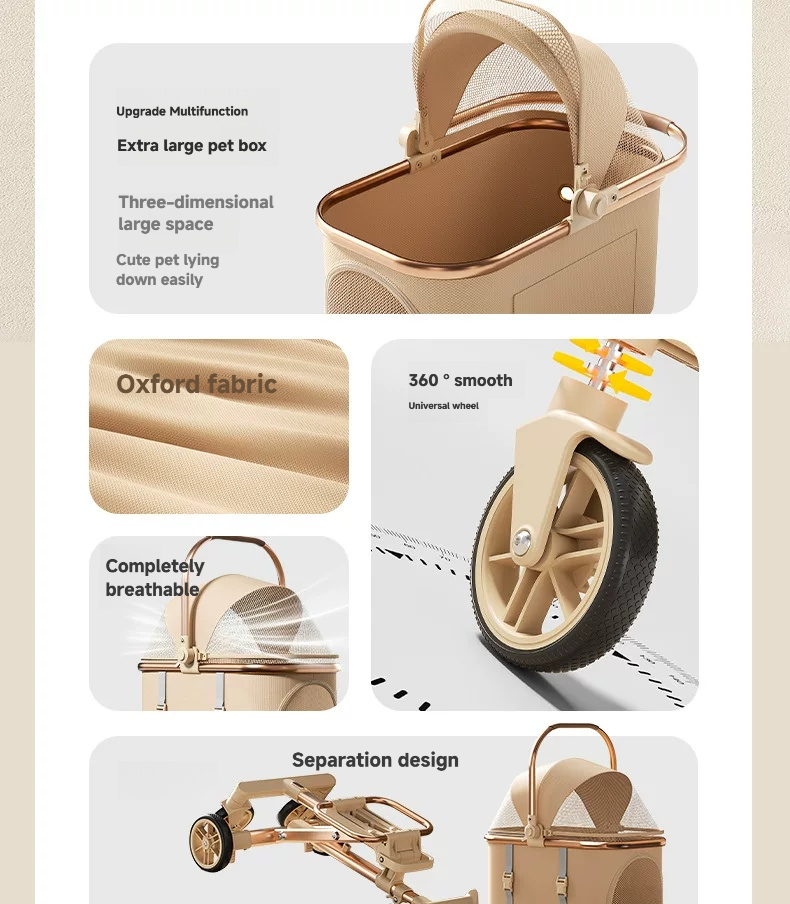 Luxury Pet Stroller – 3-in-1 Fashion Pet Carrier