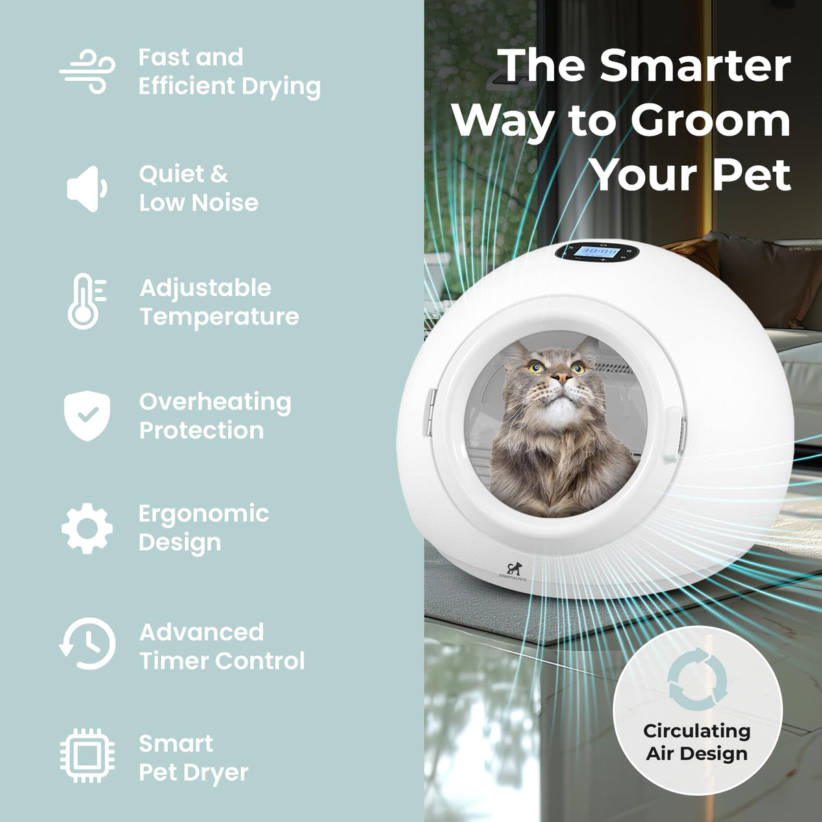 55L Smart Pet Grooming Dryer Box - Quick, Low Noise, Self Dry, Portable &amp; Fast Hair Drying for Dogs, Cats, and Small Pets |Dries Pet Clothes| Temperature and Timer Control, Spa Treatment