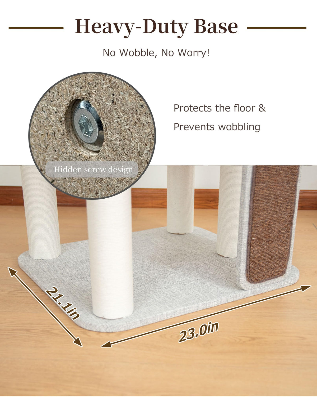 Cat Tree Tower Wooden 37.4''(95 cm), Large Cat Tree with Jump Platform &amp; Play Ball for Indoor Cats, Ideal Cat's Climbing Frame &amp; Playhouse (Linen Fabric Light Grey)